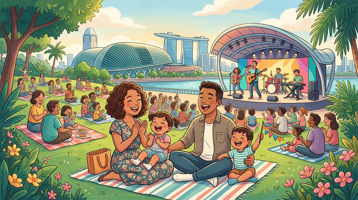 Family event at DBS Foundation Outdoor Theatre, Esplanade.