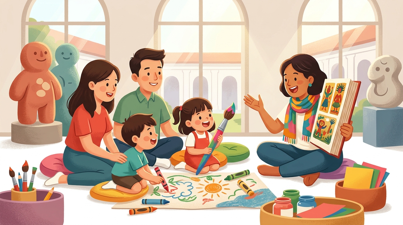 Family event at National Gallery Singapore - Singapore Courtyard.